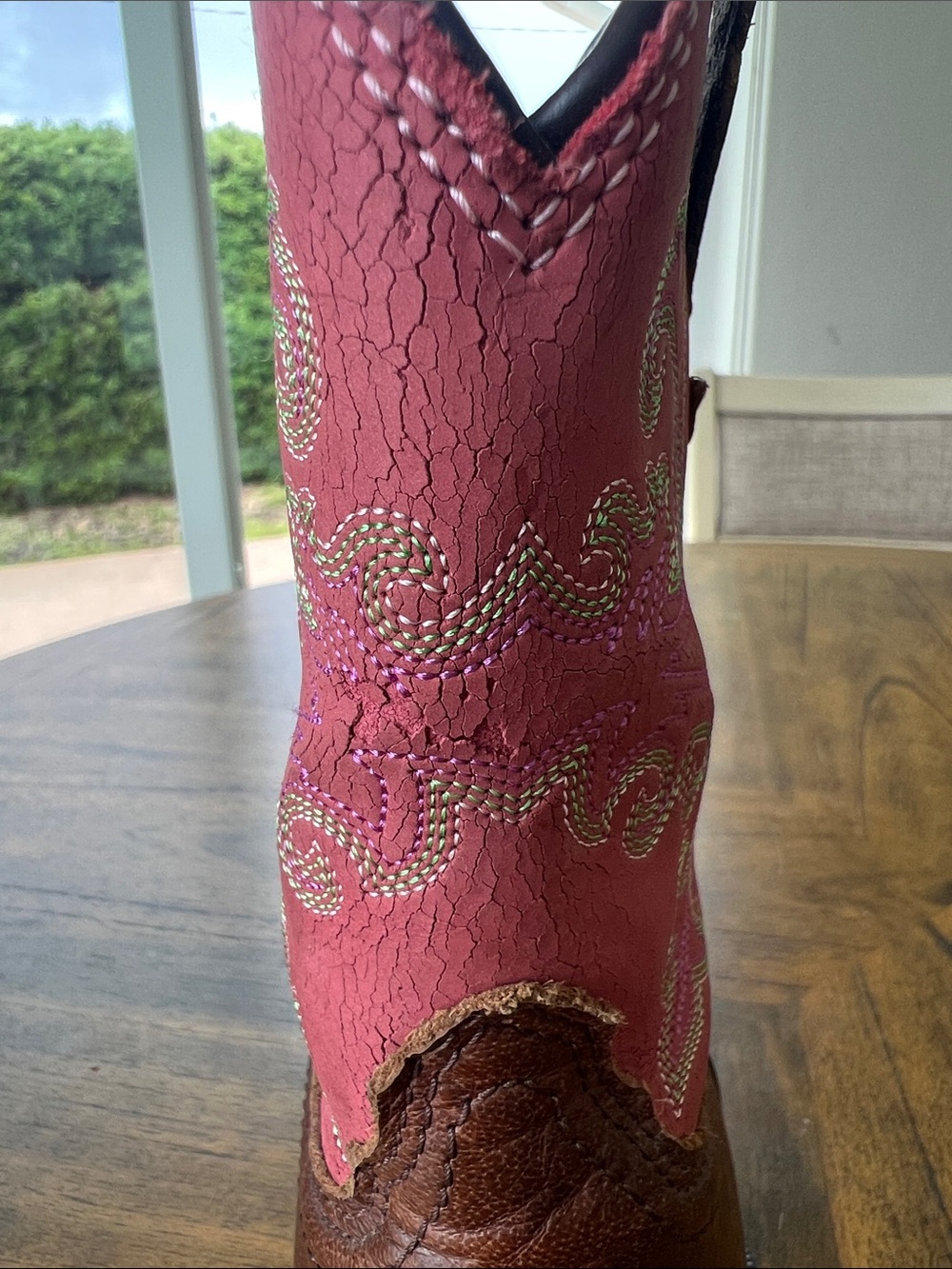 Ariat Brown Leather Boots with Pink Embroidery 9B - Picture 11 of 16